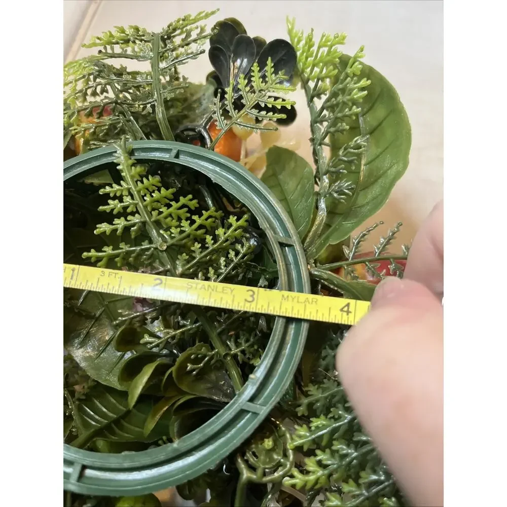 Vintage 60s Plastic Christmas Pillar Candle Ring Fruit Foliage 8